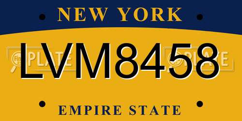 LVM8458 New York License Plate