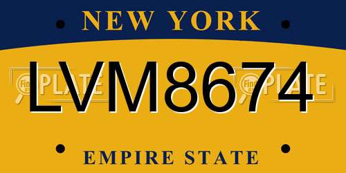 LVM8674 New York License Plate