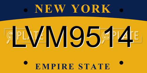 LVM9514 New York License Plate
