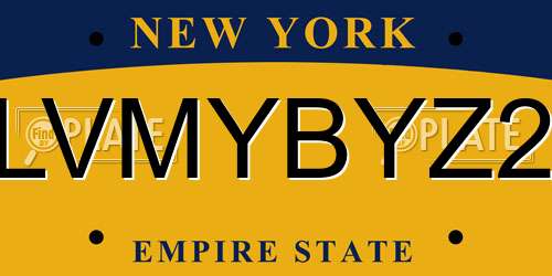 LVMYBYZ2 New York License Plate