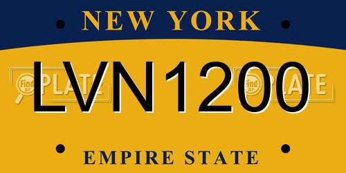 LVN1200 New York License Plate