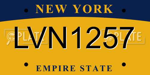 LVN1257 New York License Plate