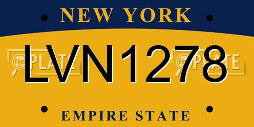LVN1278 New York License Plate