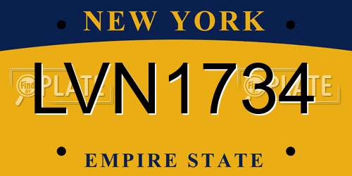 LVN1734 New York License Plate