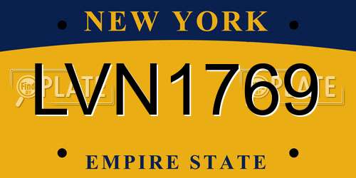 LVN1769 New York License Plate