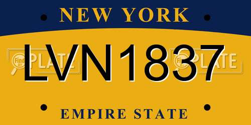 LVN1837 New York License Plate