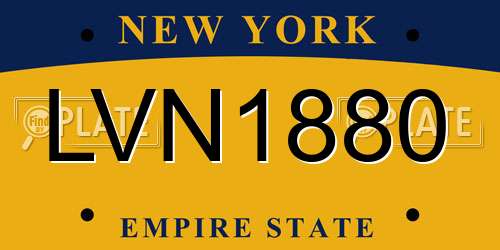 LVN1880 New York License Plate