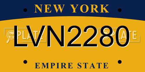 LVN2280 New York License Plate
