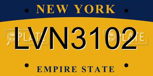 LVN3102 New York License Plate