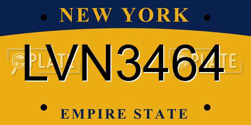 LVN3464 New York License Plate