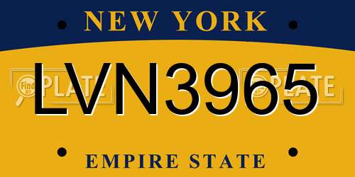 LVN3965 New York License Plate