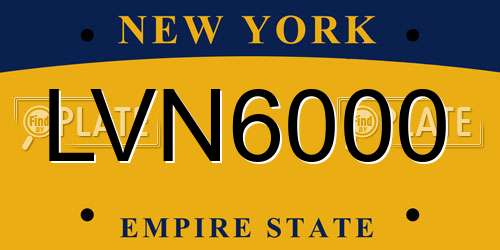 LVN6000 New York License Plate