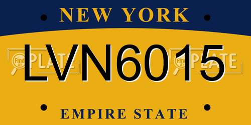 LVN6015 New York License Plate