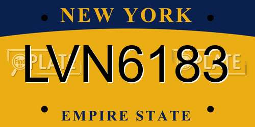LVN6183 New York License Plate