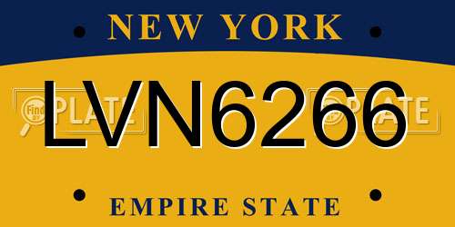 LVN6266 New York License Plate