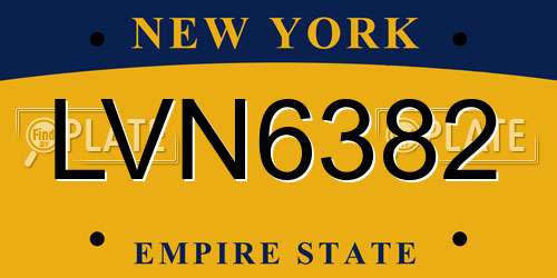 LVN6382 New York License Plate