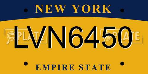 LVN6450 New York License Plate