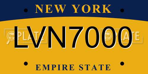 LVN7000 New York License Plate