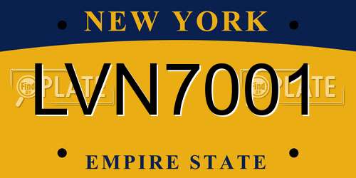 LVN7001 New York License Plate