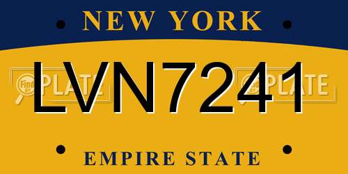 LVN7241 New York License Plate