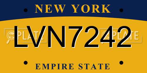 LVN7242 New York License Plate