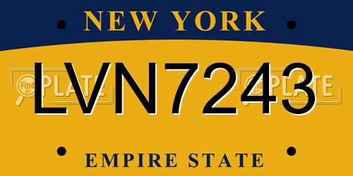 LVN7243 New York License Plate