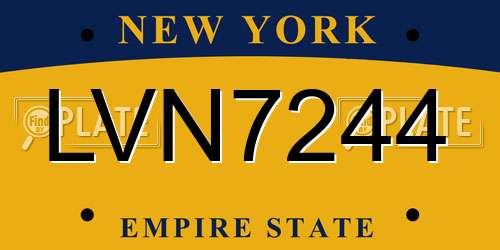 LVN7244 New York License Plate