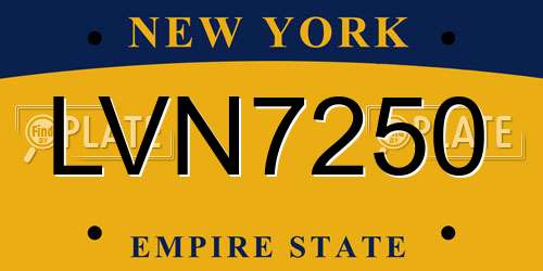 LVN7250 New York License Plate