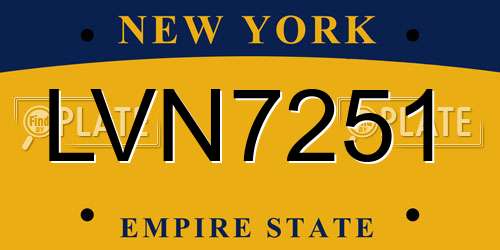 LVN7251 New York License Plate