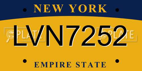 LVN7252 New York License Plate
