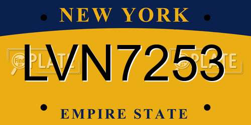 LVN7253 New York License Plate