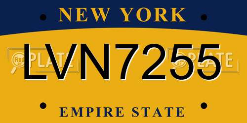 LVN7255 New York License Plate