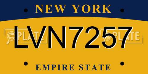 LVN7257 New York License Plate