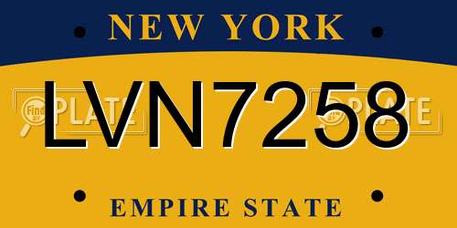 LVN7258 New York License Plate