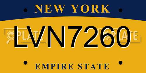 LVN7260 New York License Plate