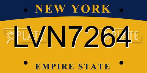 LVN7264 New York License Plate