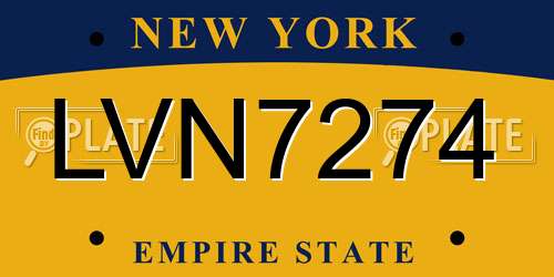 LVN7274 New York License Plate