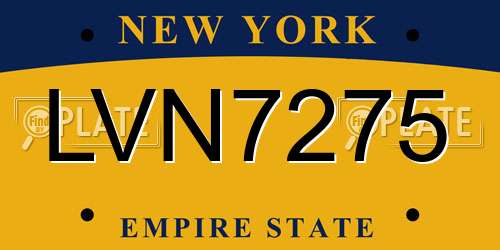 LVN7275 New York License Plate