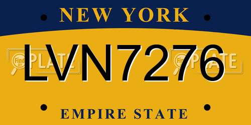LVN7276 New York License Plate