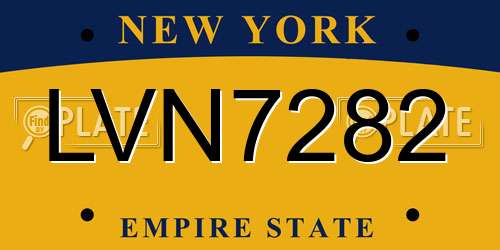 LVN7282 New York License Plate