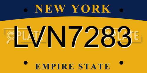 LVN7283 New York License Plate