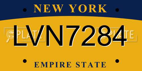 LVN7284 New York License Plate