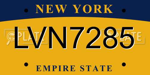 LVN7285 New York License Plate