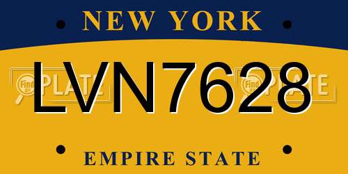 LVN7628 New York License Plate