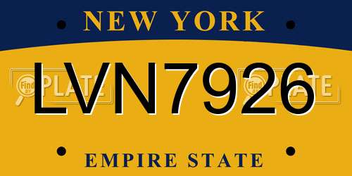 LVN7926 New York License Plate
