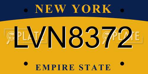LVN8372 New York License Plate