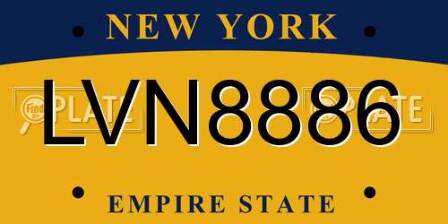 LVN8886 New York License Plate