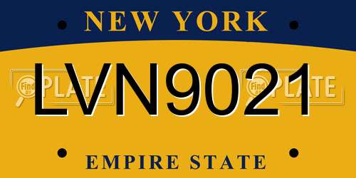 LVN9021 New York License Plate