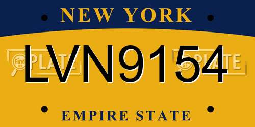 LVN9154 New York License Plate