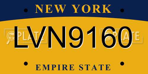 LVN9160 New York License Plate